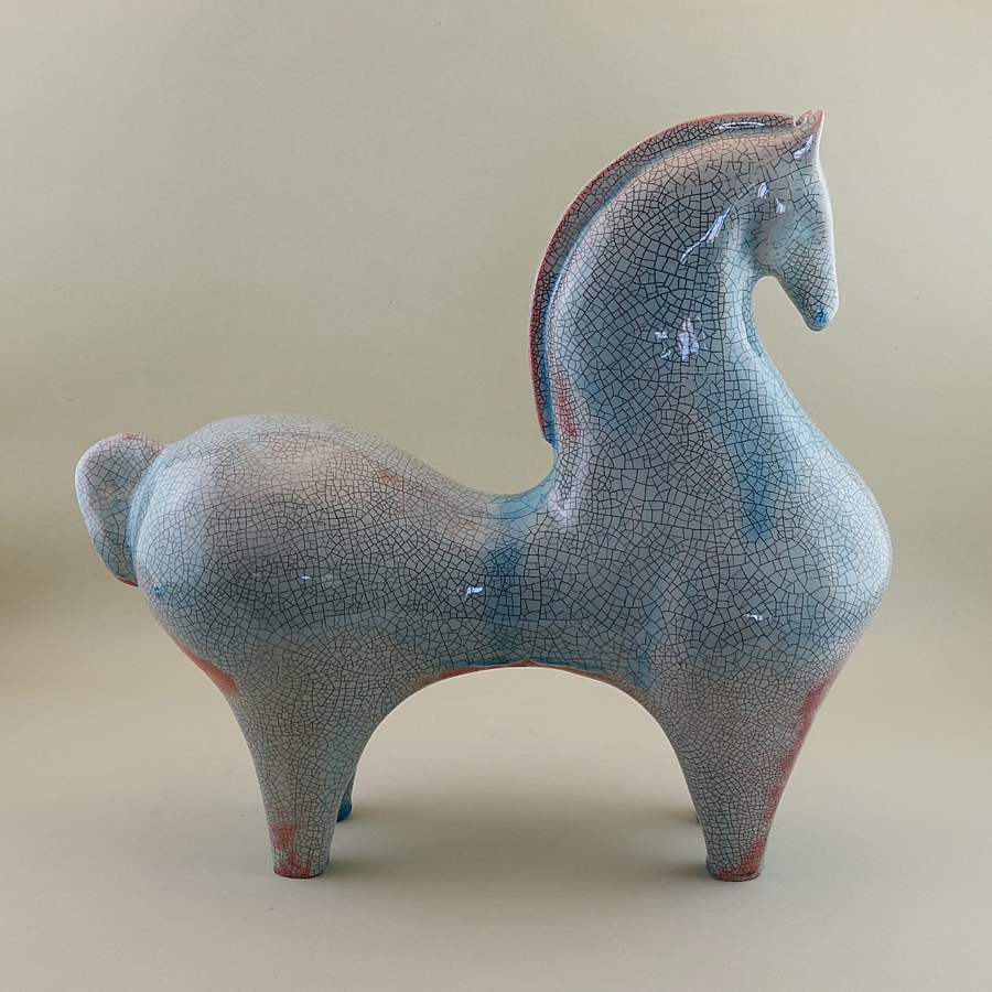 Handmade ceramic figurine, Ceramic horse statue, Decorative, Object, Ceramic statue, Art object, Ceramic horse