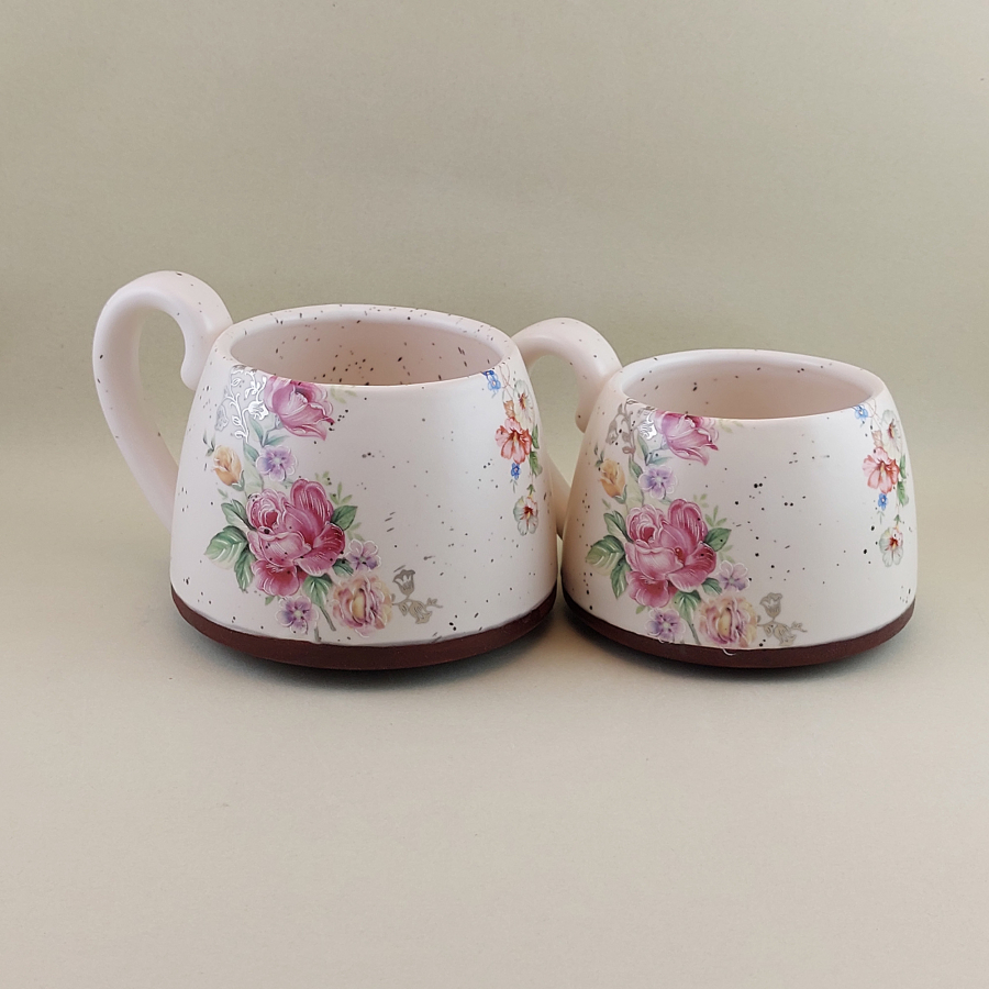 Pottery Mug, 16 oz, Drinking glass, Coffee Mug, Handmade Ceramic Mug, Pottery Handmade Mug, Housewarming Gift, Pink rose