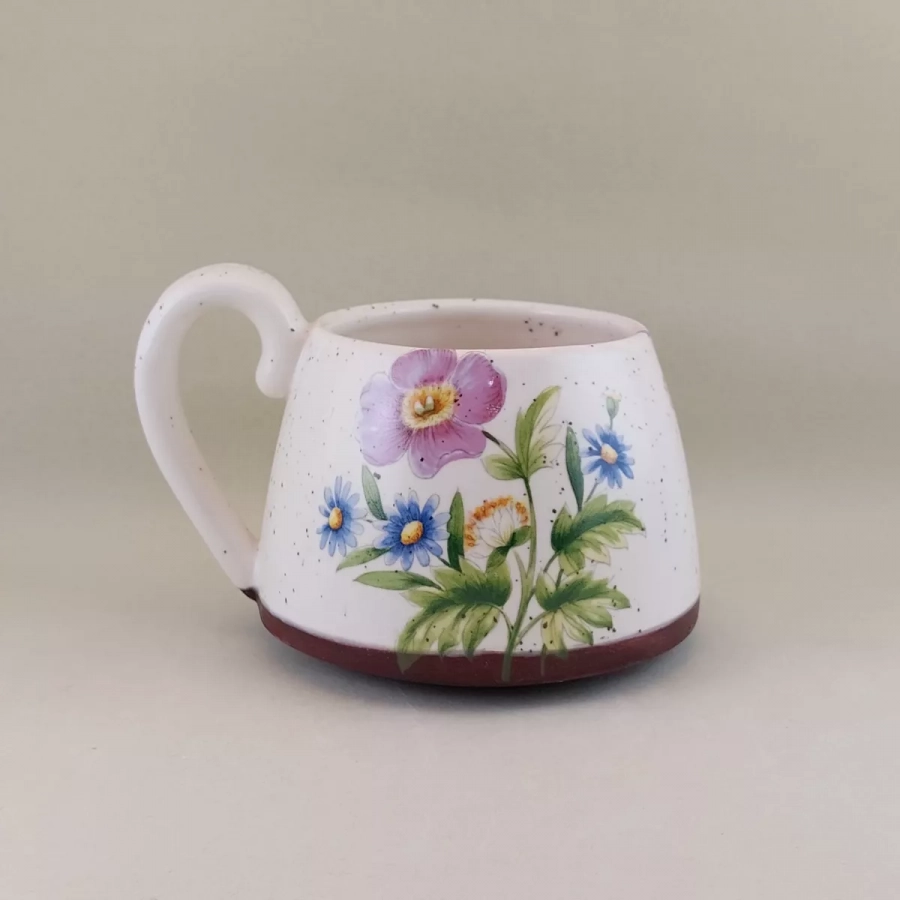 Pottery Mug, 16 oz, Drinking glass, Coffee Mug, Handmade Ceramic Mug, Pottery Handmade Mug, Housewarming Gift, Violets