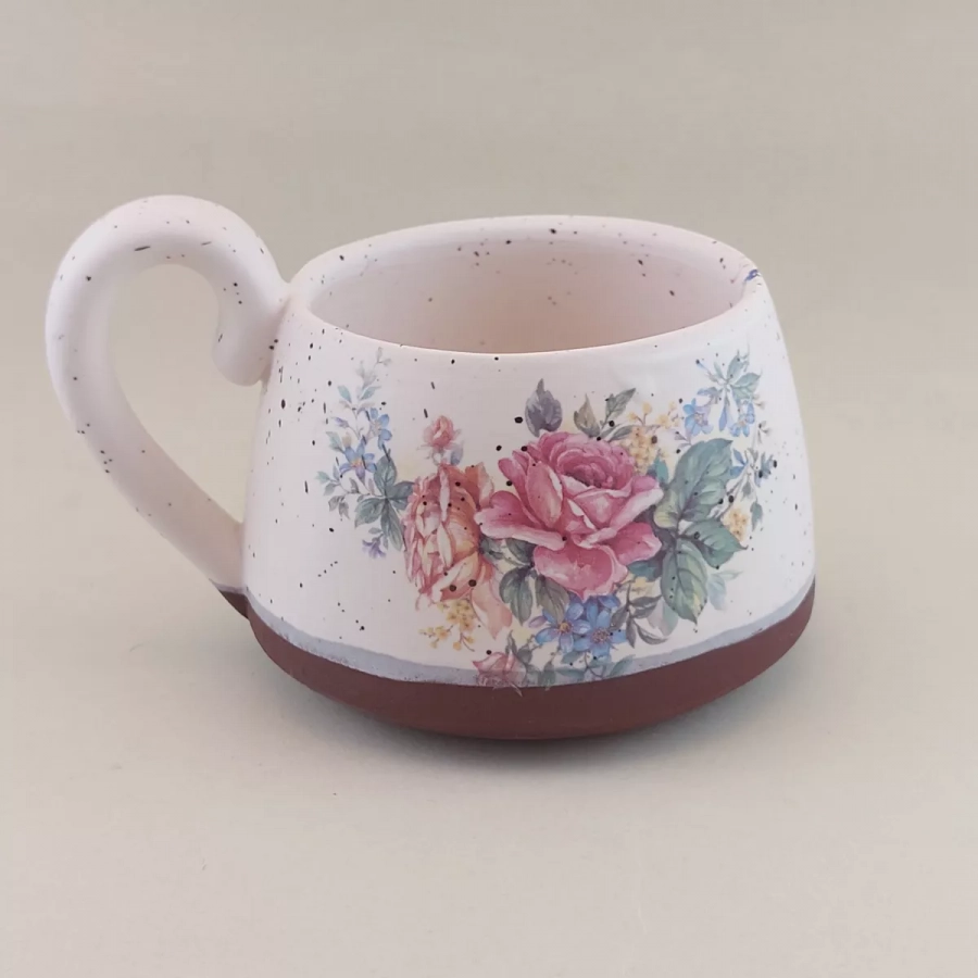 Pottery Mug, 16 oz, Drinking glass, Coffee Mug, Handmade Ceramic Mug, Pottery Handmade Mug, Housewarming Gift, Violets