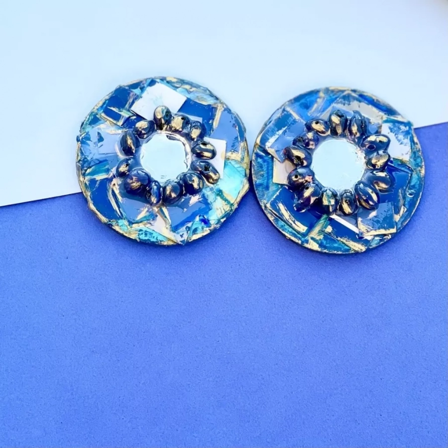 Colorful Mirror Handmade Earrings Traditional Design Wood Earrings For Women