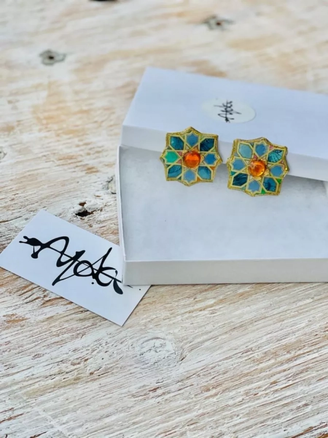 Persian Handmade Earrings Traditional Design Stone Earrings For Women