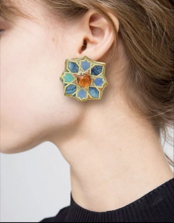 Persian Handmade Earrings Traditional Design Stone Earrings For Women