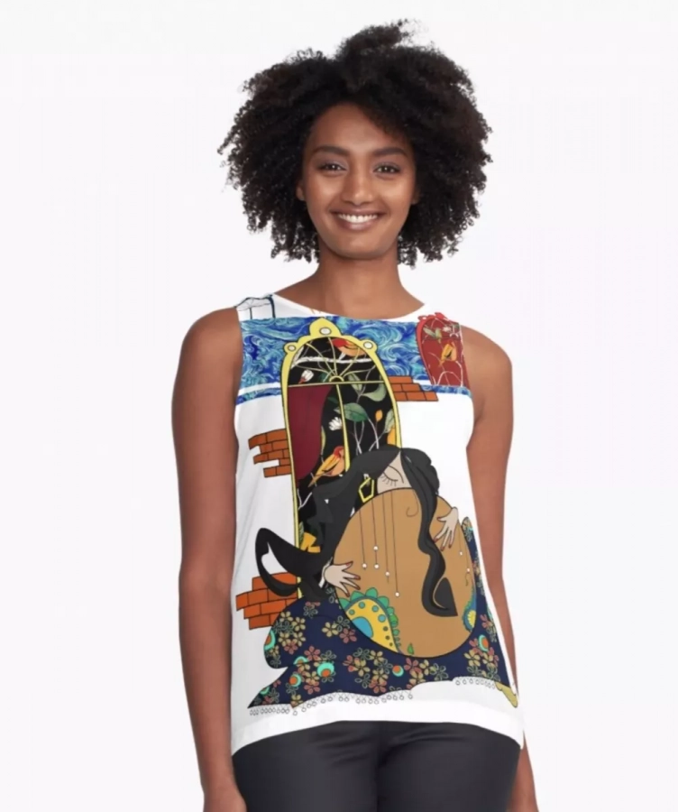 Persian Woman Playing Daf_unique All Over Print Top