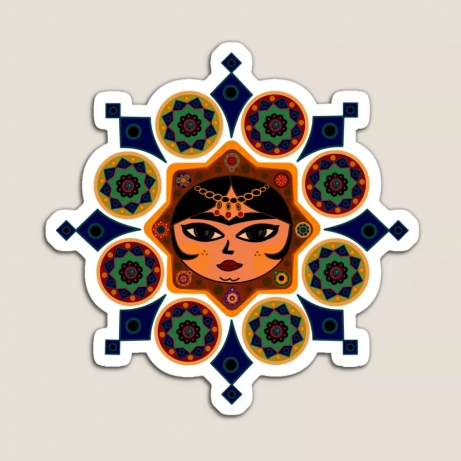 Persian Illustration Khanoom Kuchik Magnet