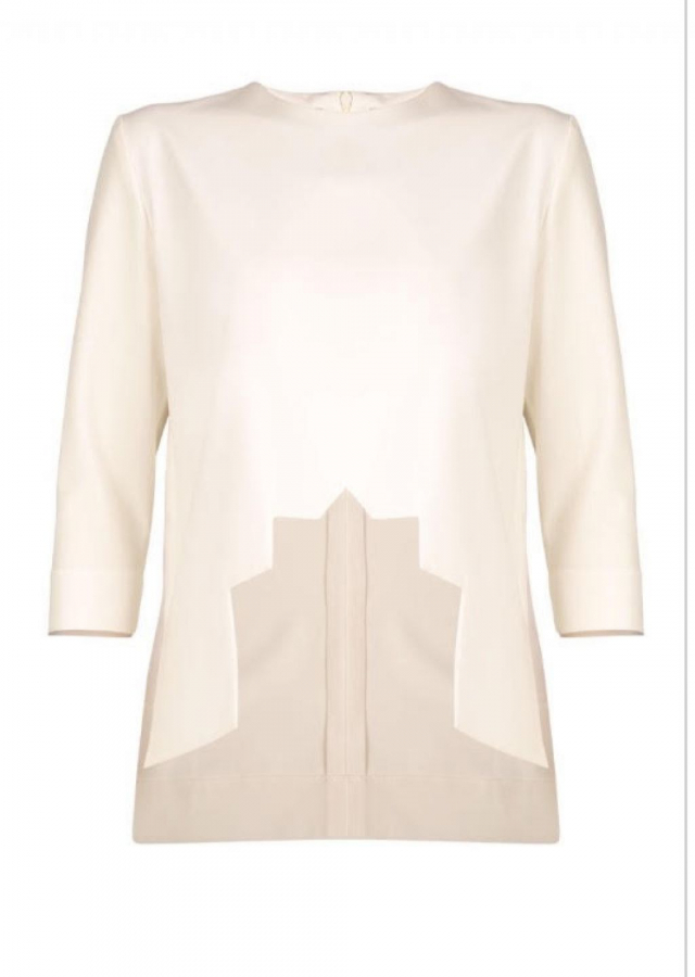White Geometrical Hand Tailored Blouse