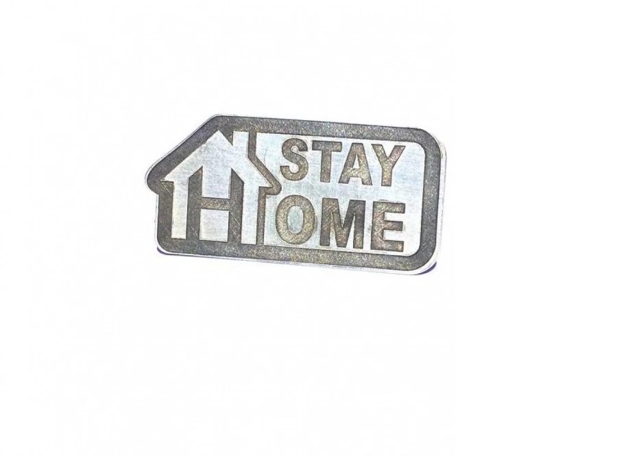 Covid-19 Silver Brooch Stay Home
