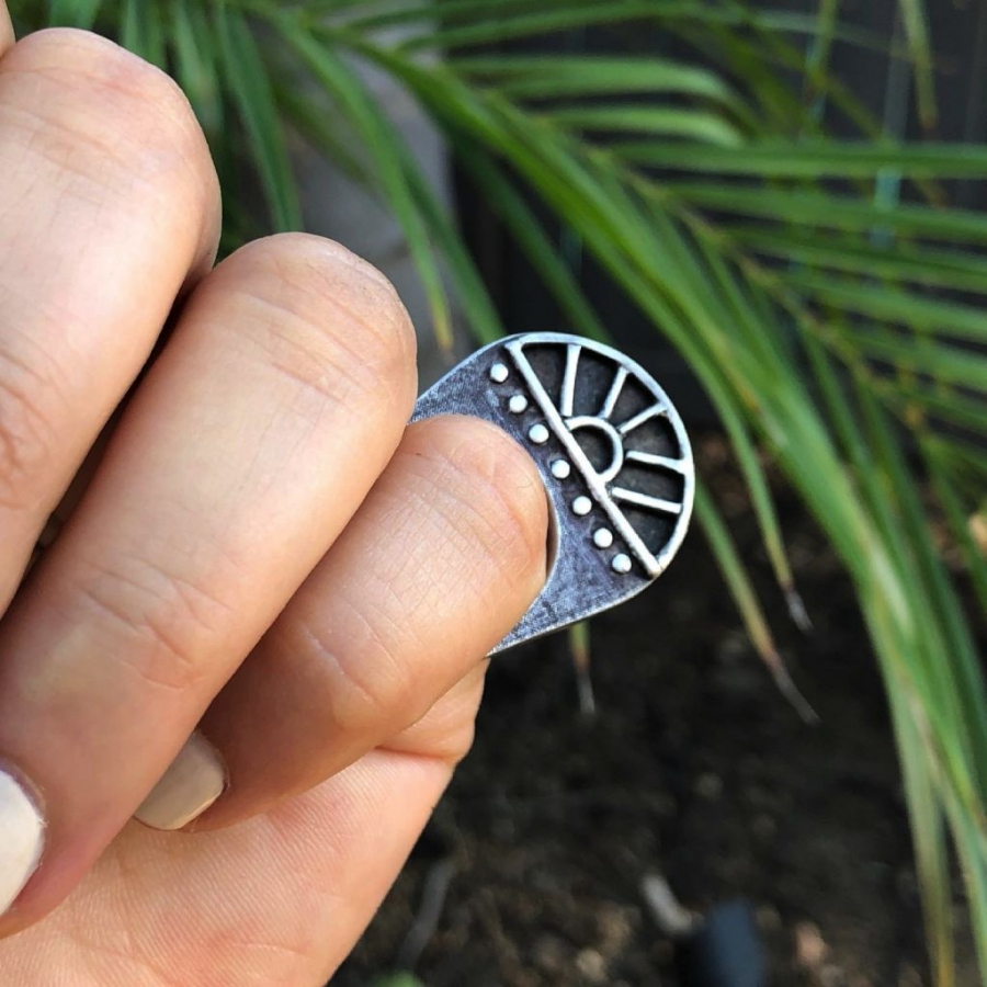 Handmade Unique Silver Ring, One Of A Kind, Copper Lock, Size 8, Nostalgic Ring, Inspired By One Of Persian Doors