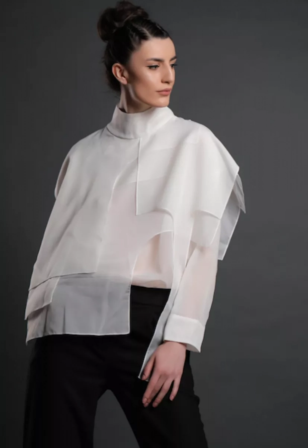 White Transparent Layer Unique Blouse