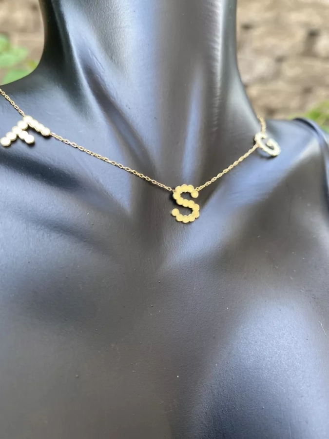 Personalized Three Letter Necklace -choose Your Name And Material