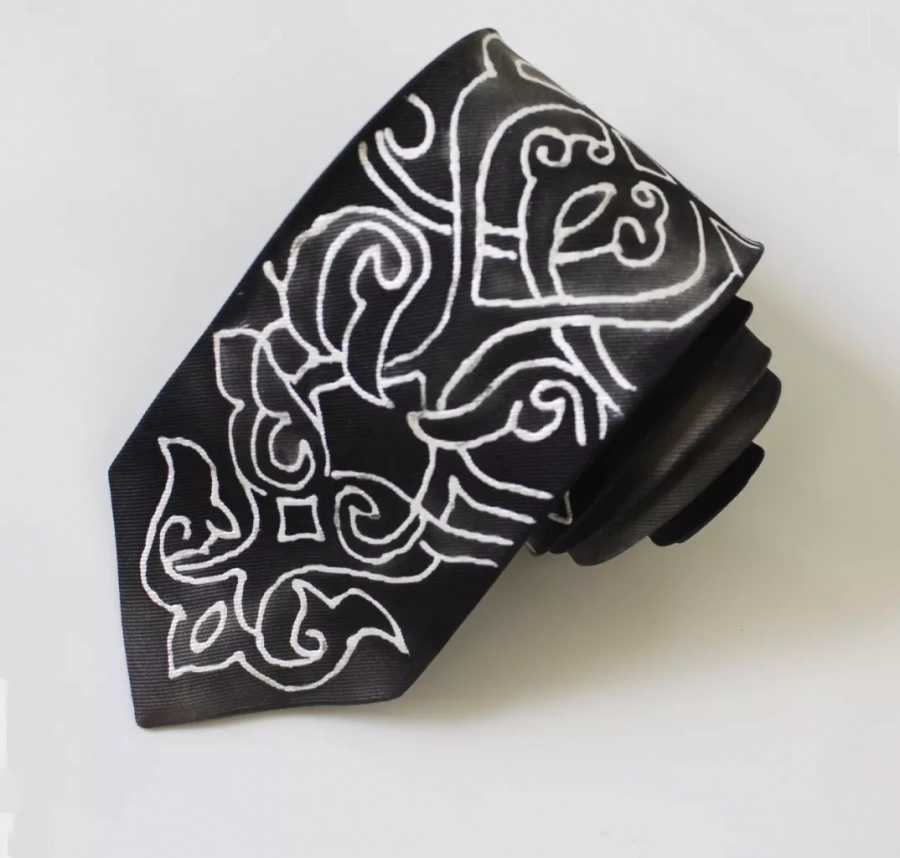 Hand Made Silk Tie With Hand Painted Design