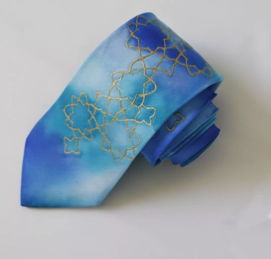 Hand Made Silk Tie With Hand Paint Design