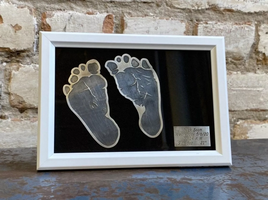 Silver Actual Baby Footprint
