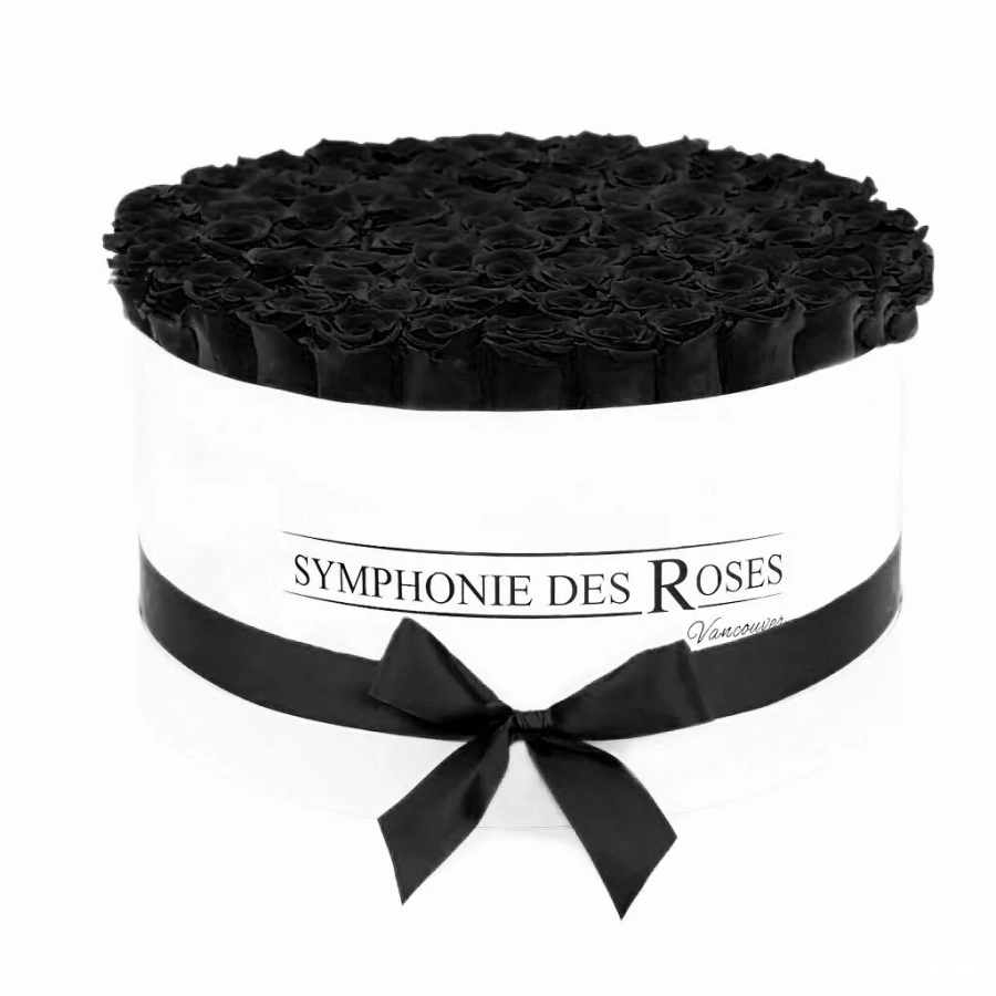 Black Roses In A White Box- Luxe Collection