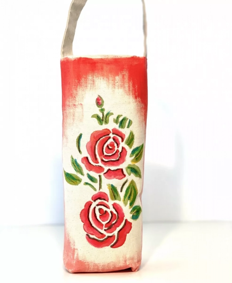 Hand-painted Persian Wine Bag- Rose 05