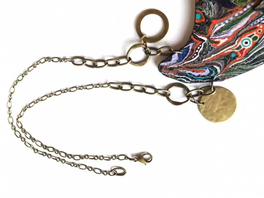 Marbled Paisley Leather Hand Painted Necklace