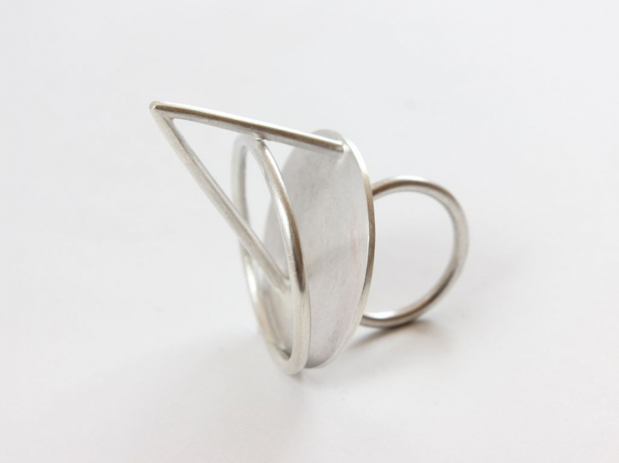 Minimal  Abstract Silver handmade Ring 