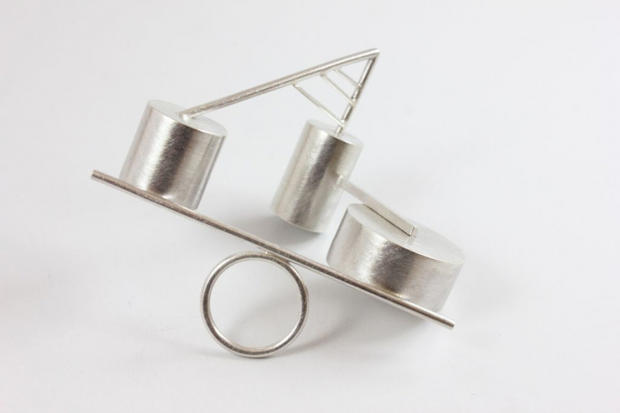 intersection Silver handmade Ring 