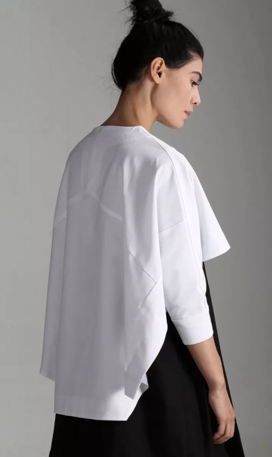 Geometrical Edgy White Cropped Top