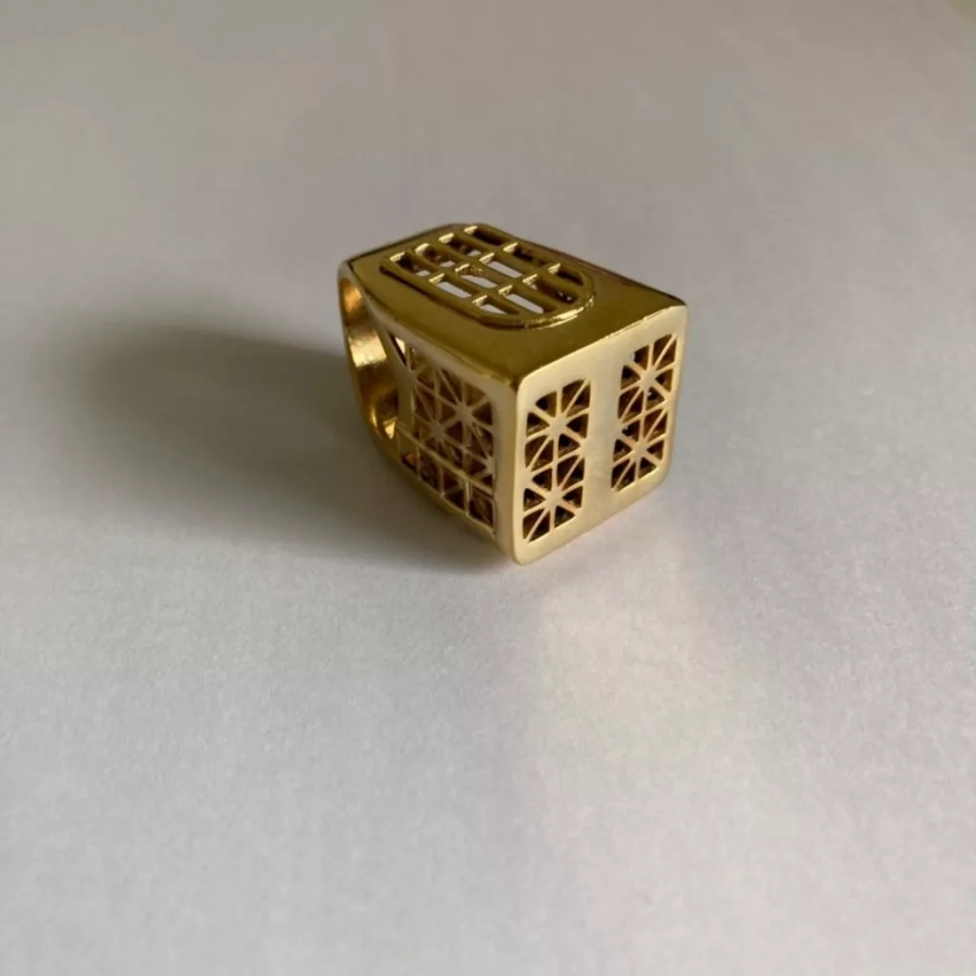 Persian Architecture Gold Plated Bronze Ring