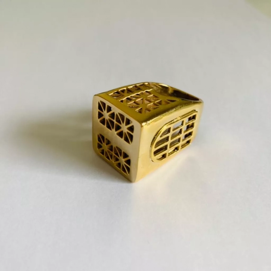 Persian Architecture Gold Plated Bronze Ring