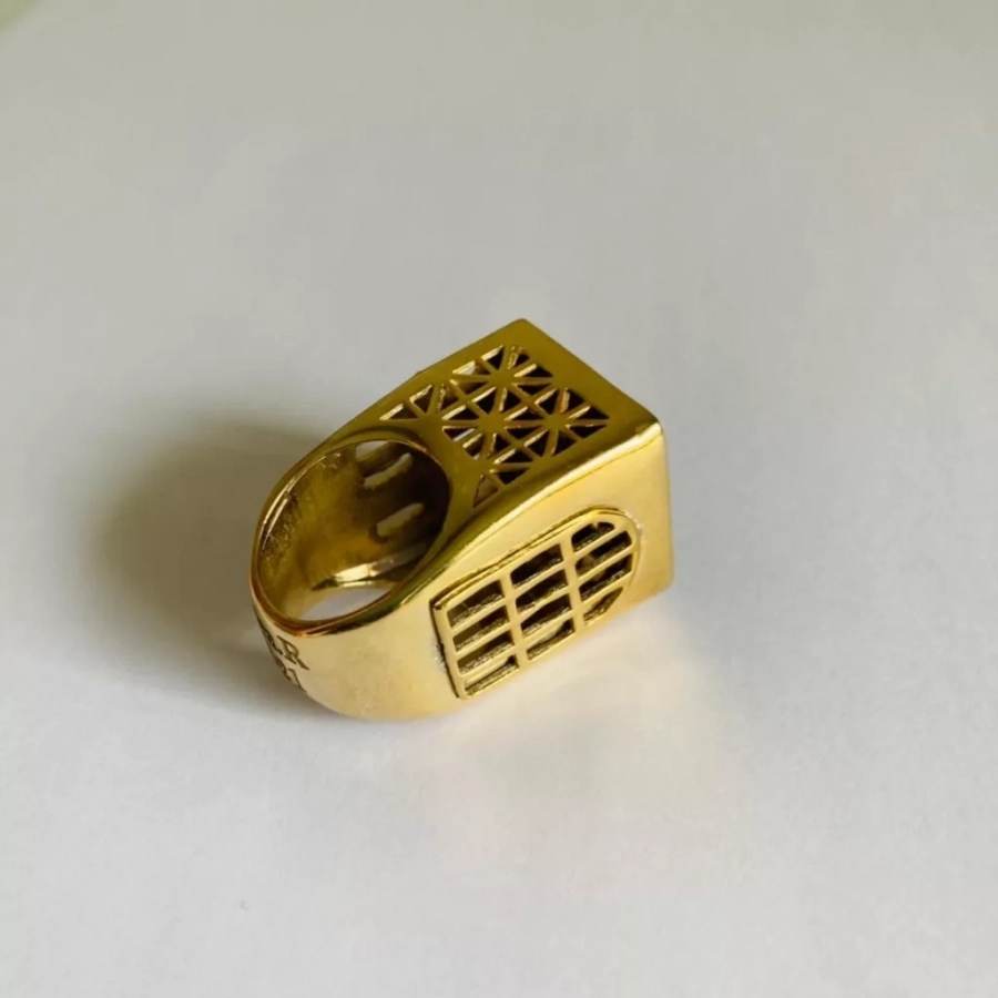 Persian Architecture Gold Plated Bronze Ring 3