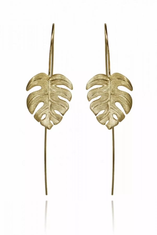 Gold Monstera Earrings