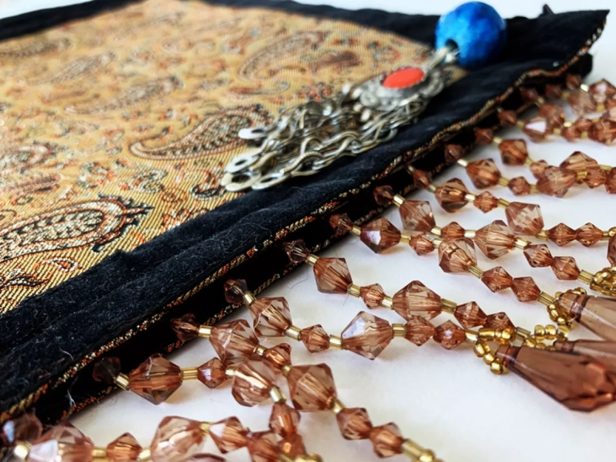 Bote jegheh and handmade termeh unique clutch with beads