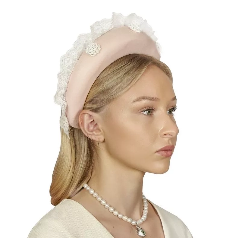 Pink Headband with Lace