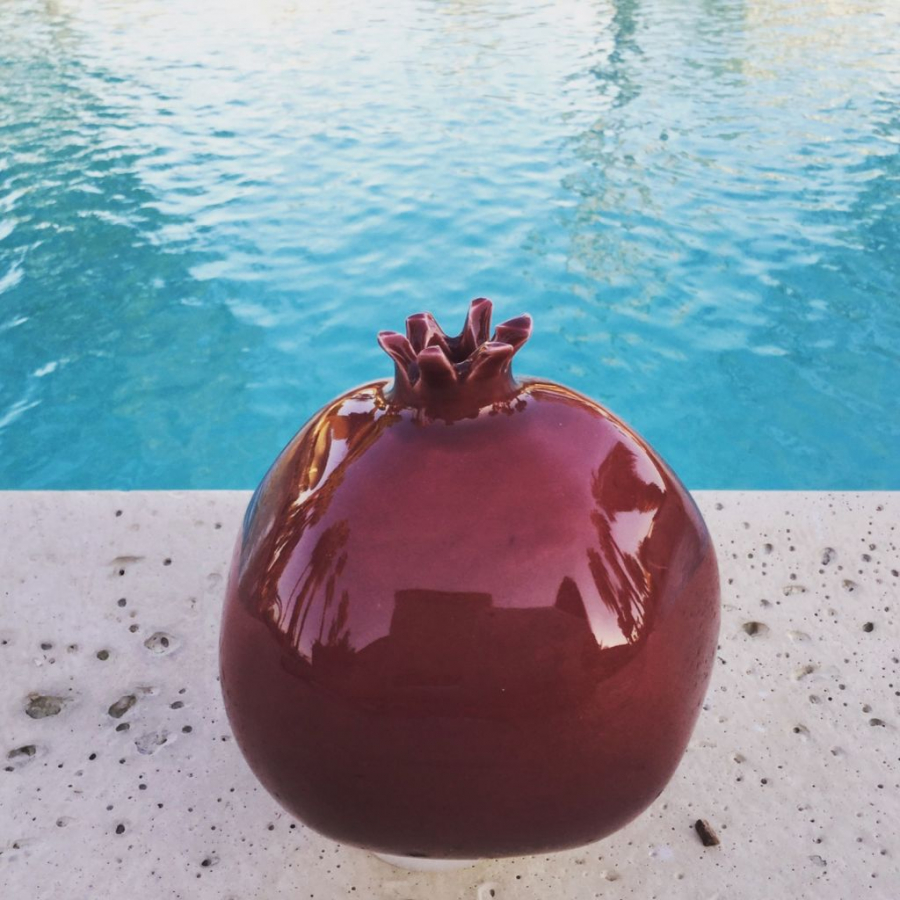 Medium Red Ceramic Pomegranate