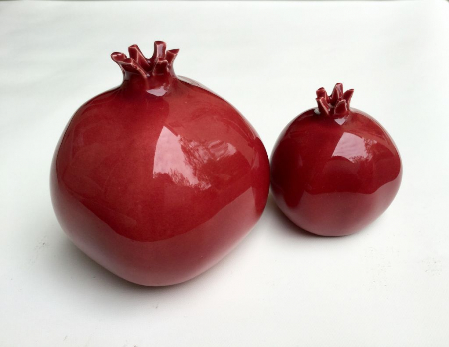 Medium Burgandy Ceramic Pomegranate