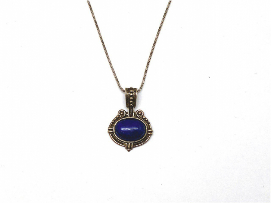 Dark Blue Stone Silver Necklace