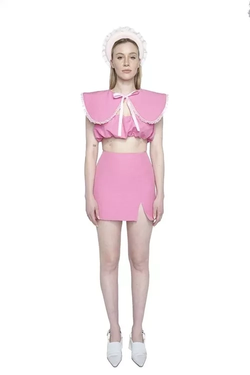 Pink Leyla Jacket, Collar And Pink Skirt -TenTen