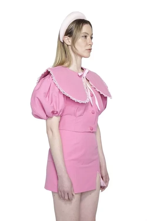 Pink Leyla Jacket, Collar And Pink Skirt -TenTen