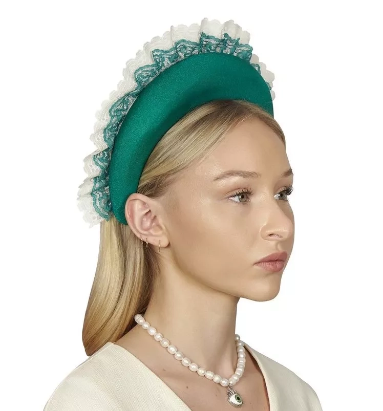 Green Headband with Lace