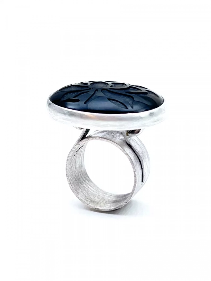 Handmade ONE OF A KINDl ring, black onyx, size 7, natural handmade