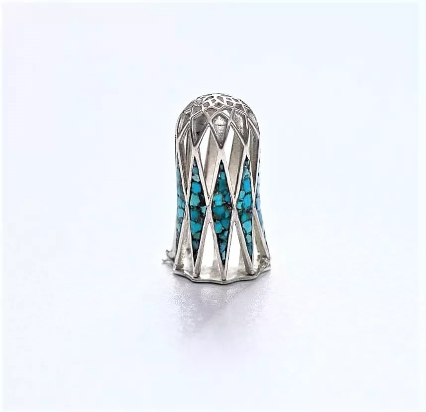 Khayyam Turquoise Stone Silver Persian Arc Art Earrings-Necklace