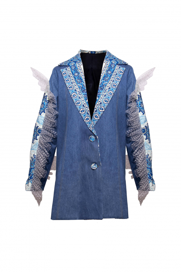WADI Collection Over-sized denim and termeh Jacket (gender-free)