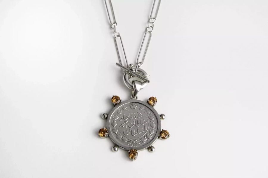 Citrine Qajar Coin Necklace