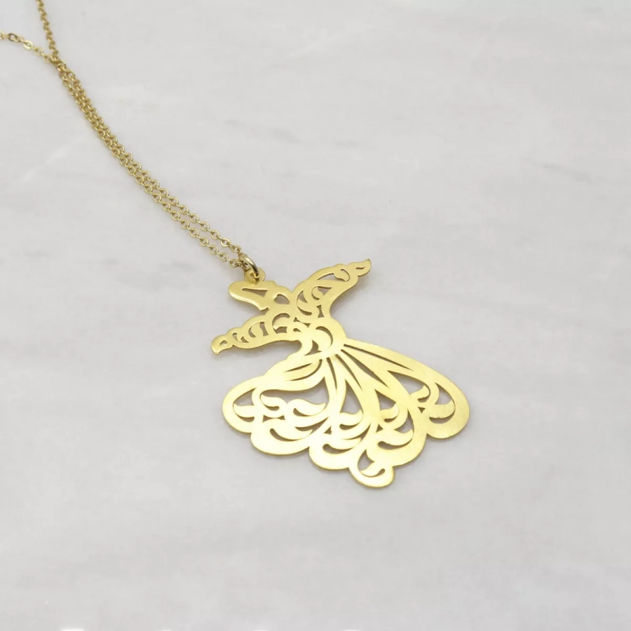 Gold Plated Silver Sama Dance Necklace with Long Chain