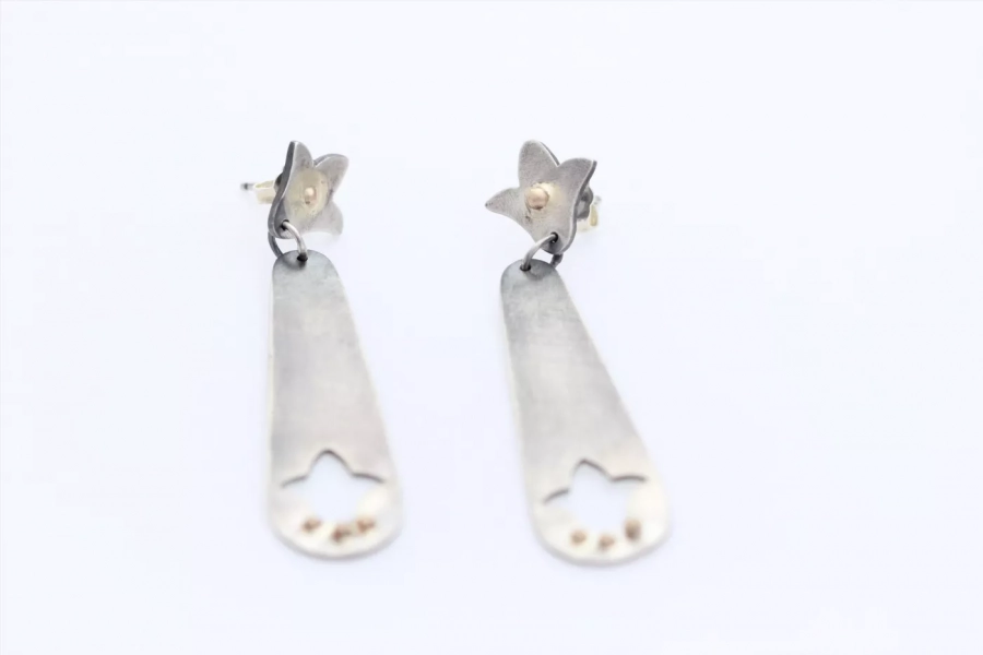 Crown Sterling Silver And Gold Earrings 