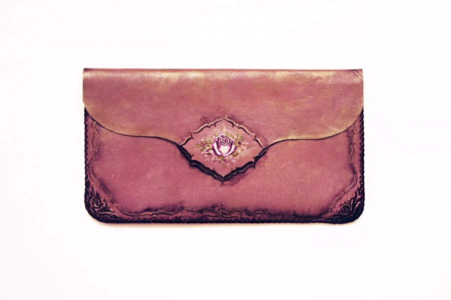 handmade Persian style leather clutch