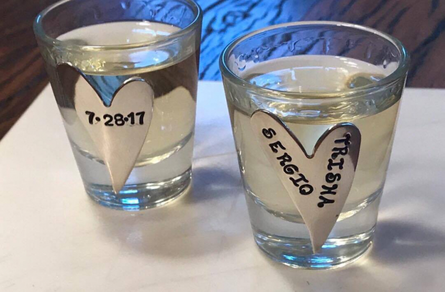 Personalized silver shot glasses