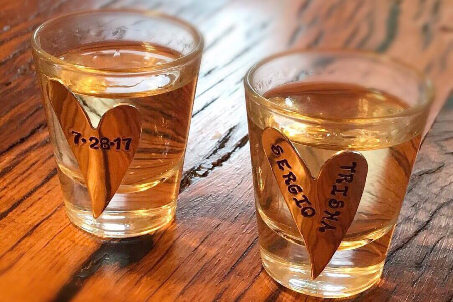 Personalized silver shot glasses