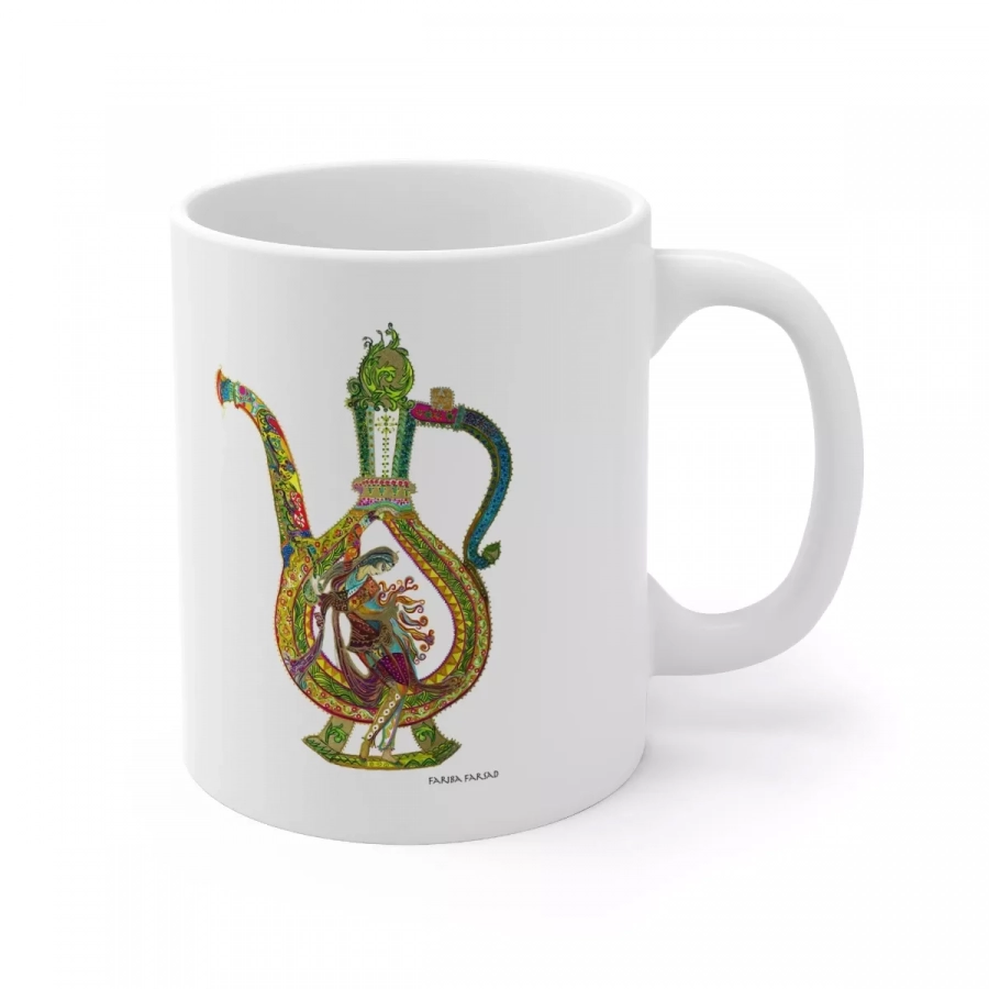 Persian Alchemist Ceramic Gift Mug, Persian Urn, Abstract Persian Art, Nowruz Gift
