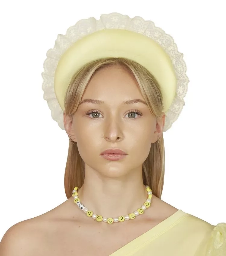 Yellow Headband with Lace