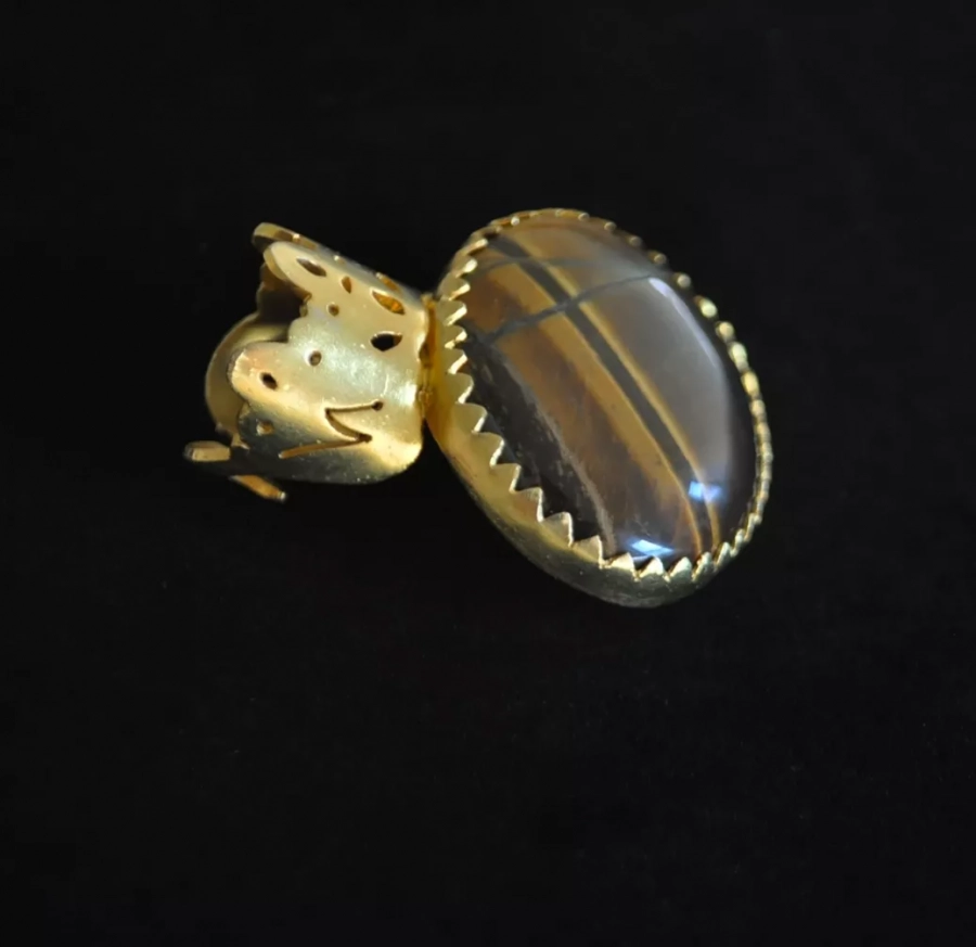 Oversized 925 Silver And Tiger Eye Stone Ring