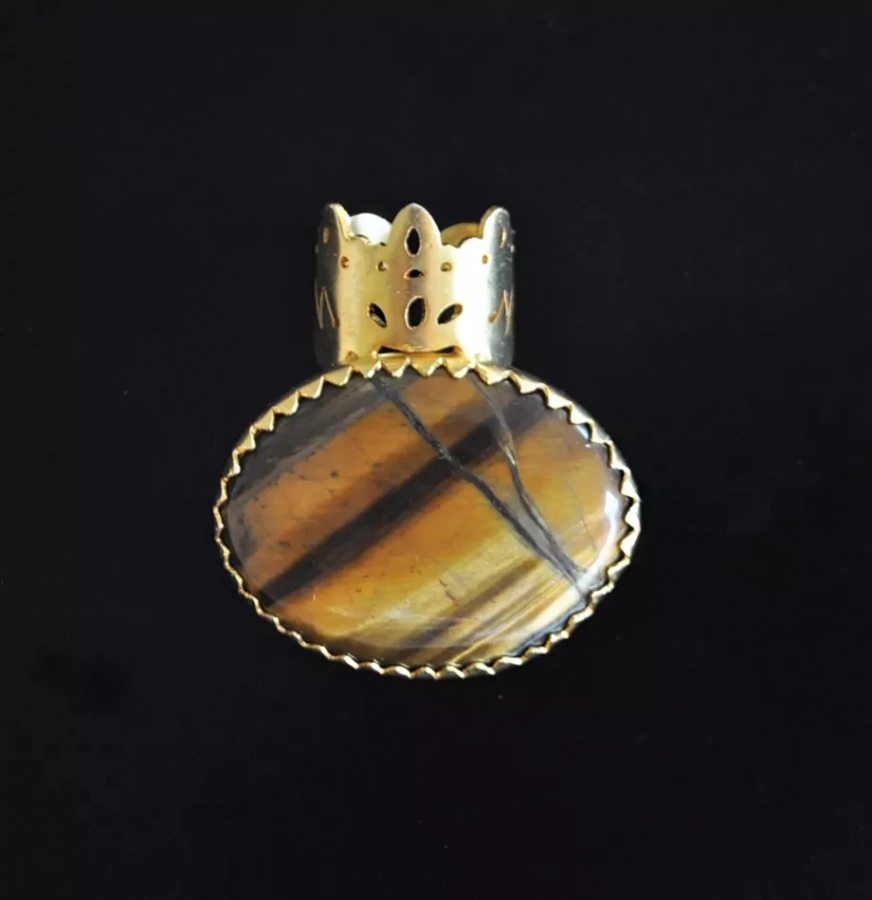 Oversized 925 Silver And Tiger Eye Stone Ring