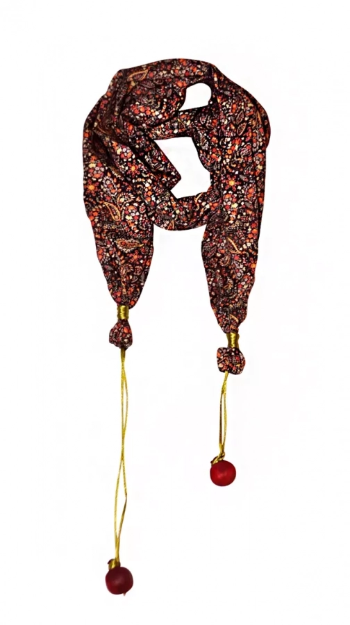 Persian paisley scarf with hanging pomegranate  Navy