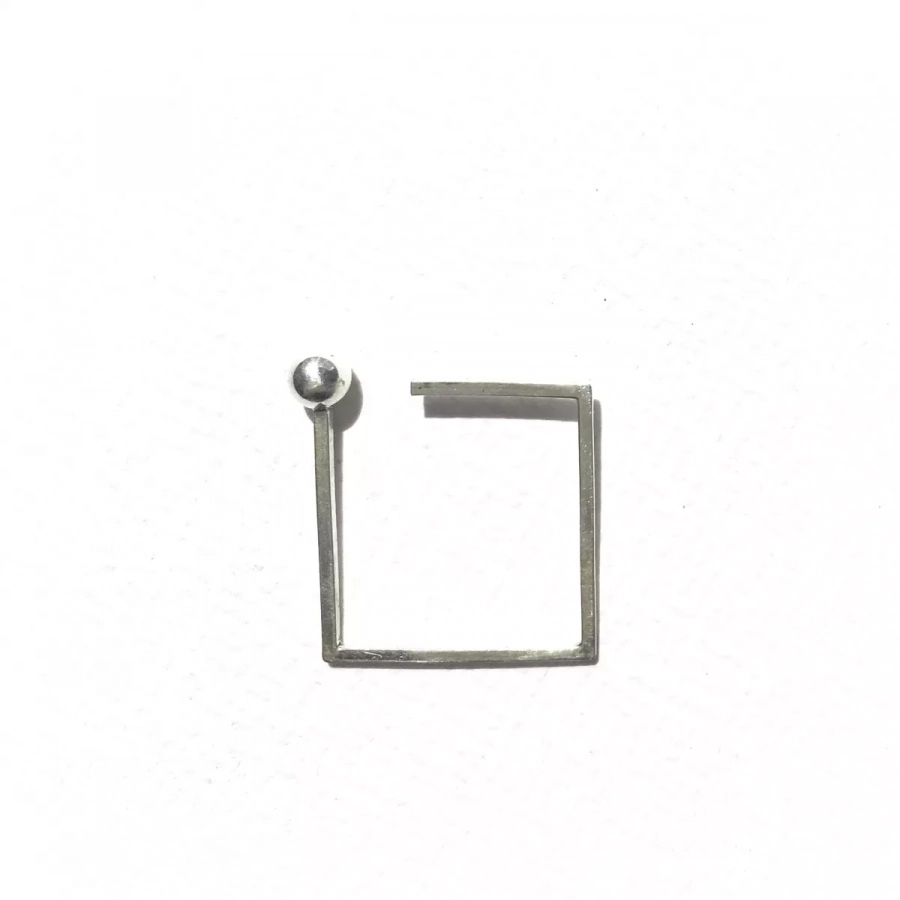 SQUARE ORB OPEN RING - SILVER